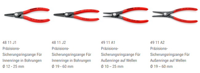Preview: Knipex Sicherungsringzangen-SET 4-tlg.